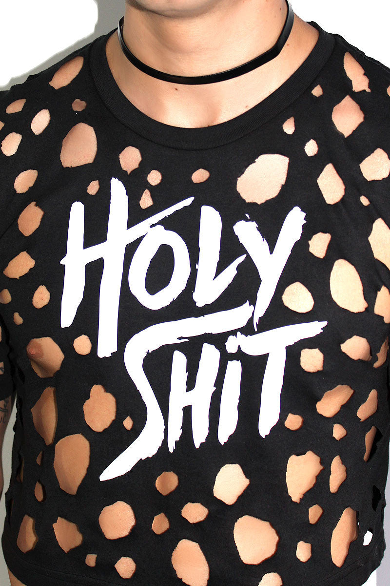 Holy Shit Crop Tee-Black