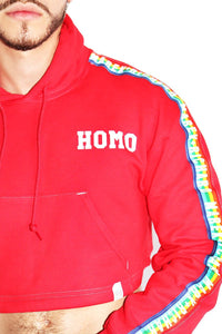 Homo Crop Hoodie-Red