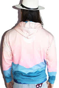 Desert Dusk All Over Print Long Sleeve Hoodie- Pink