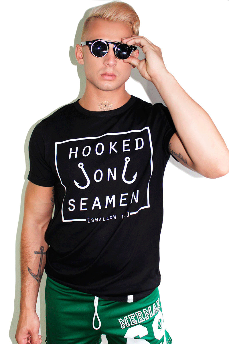 Hooked on Seamen Tee- Black