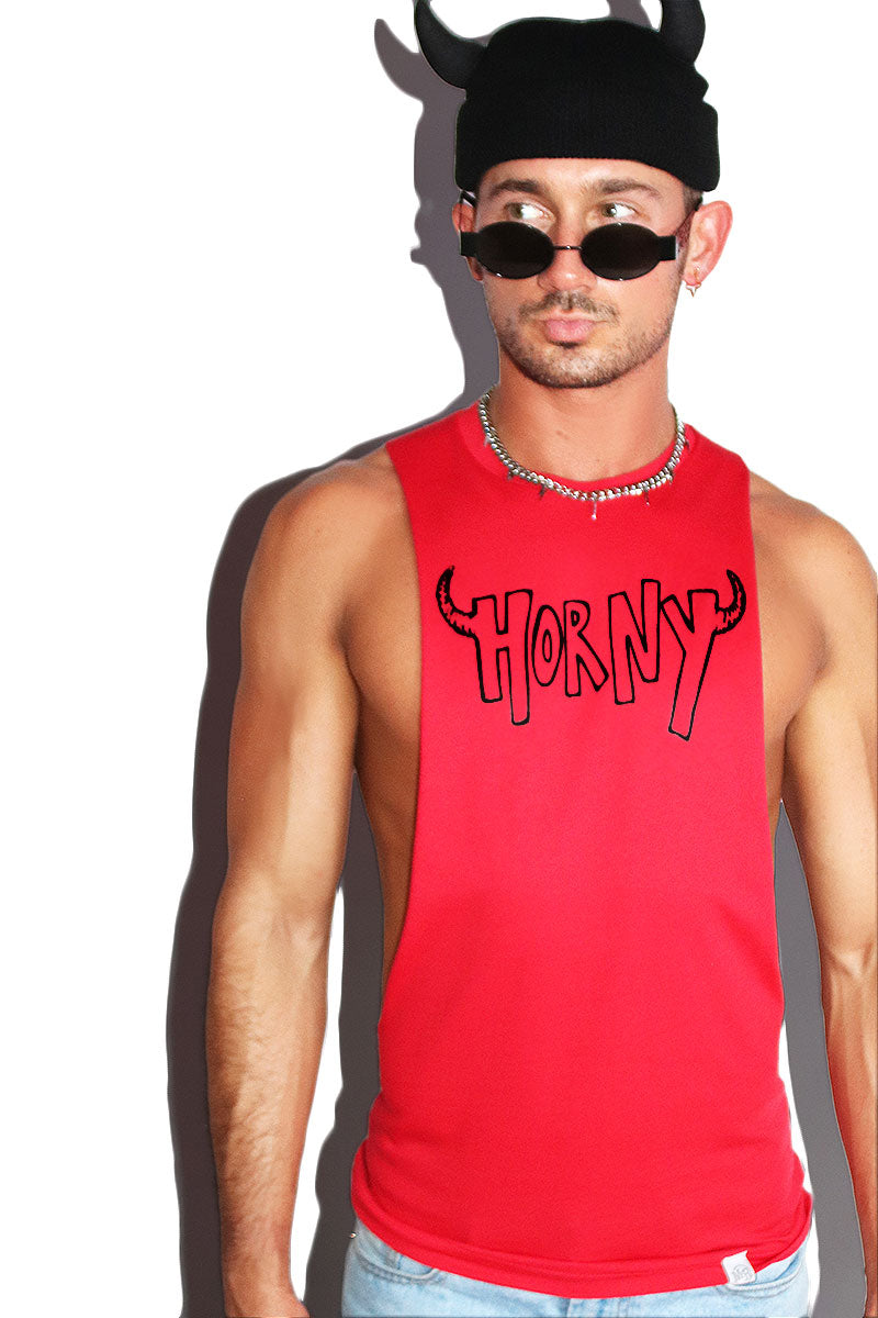 Horny Low Armhole Tank- Red