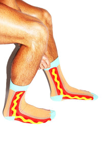 Hot Dog Crew Socks- Red