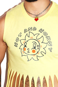 Hot And Horny Fringe Crop Tank- Yellow