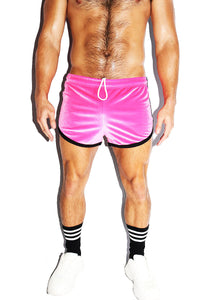 Velvet Running Shorts-Fuchsia