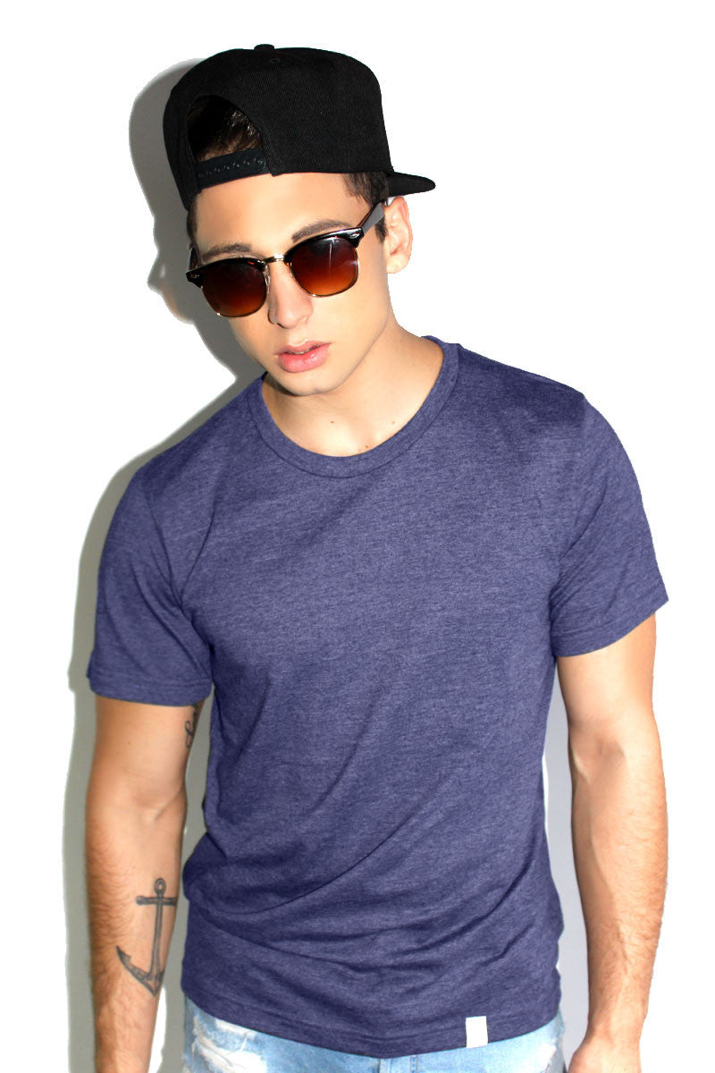 Core Crewneck Tee-Heather Navy