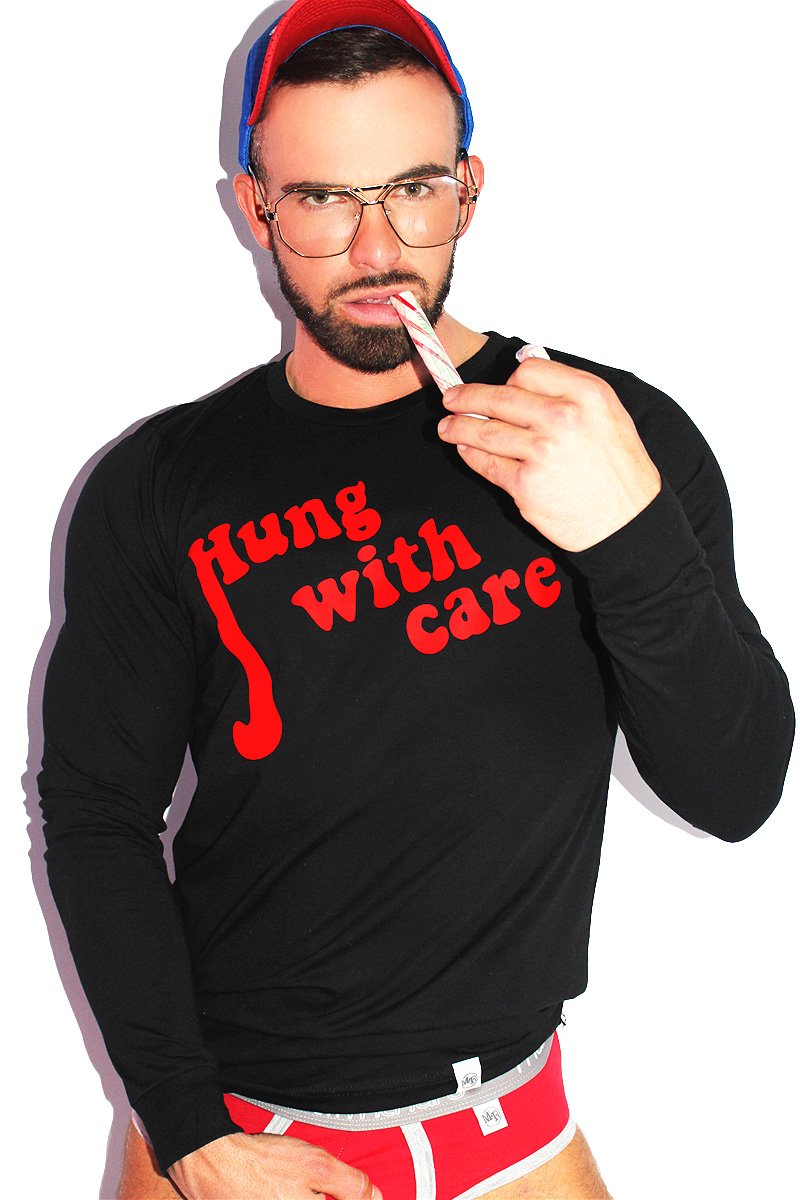 Hung with Care Long Sleeve Tee-Black