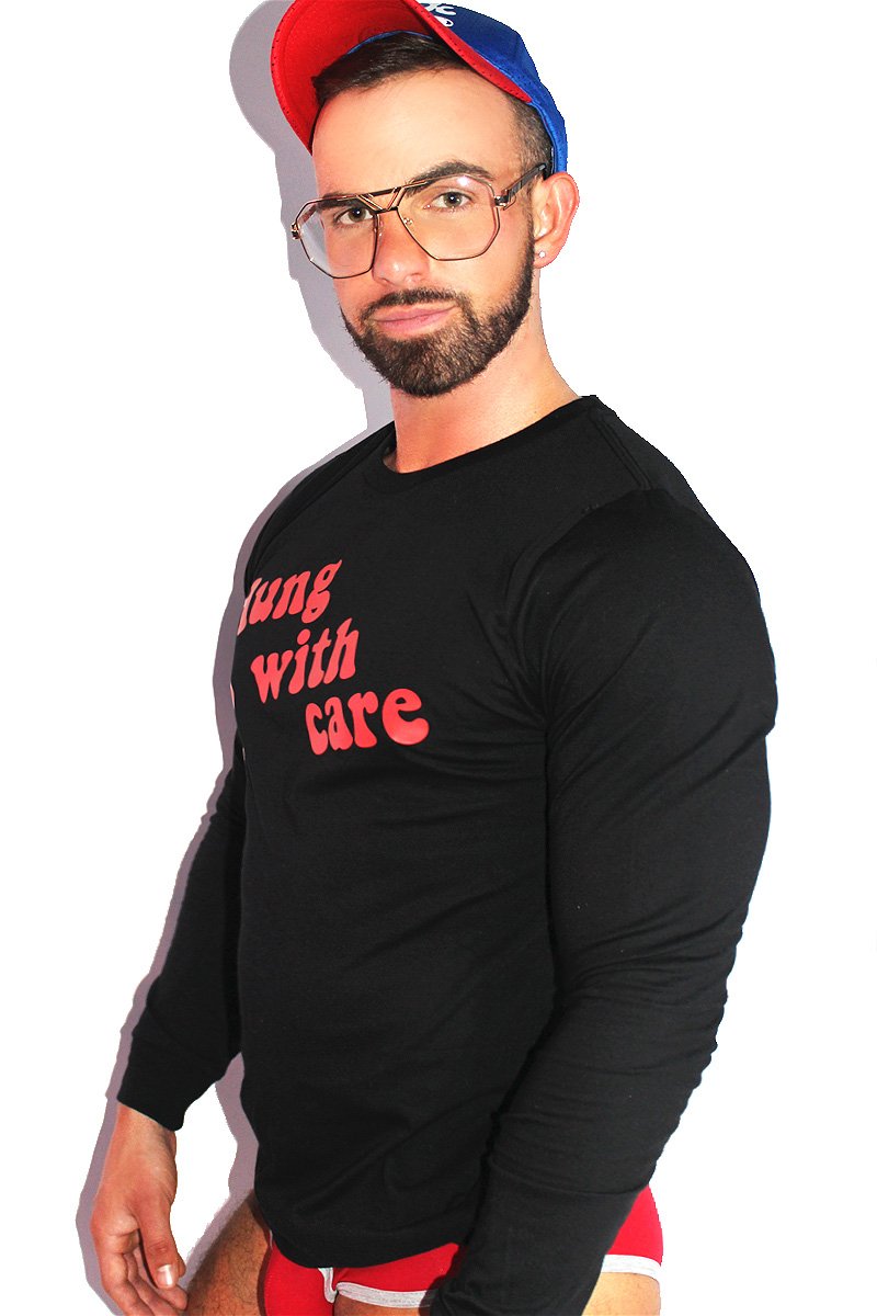 Hung with Care Long Sleeve Tee-Black