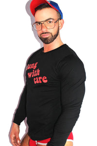 Hung with Care Long Sleeve Tee-Black