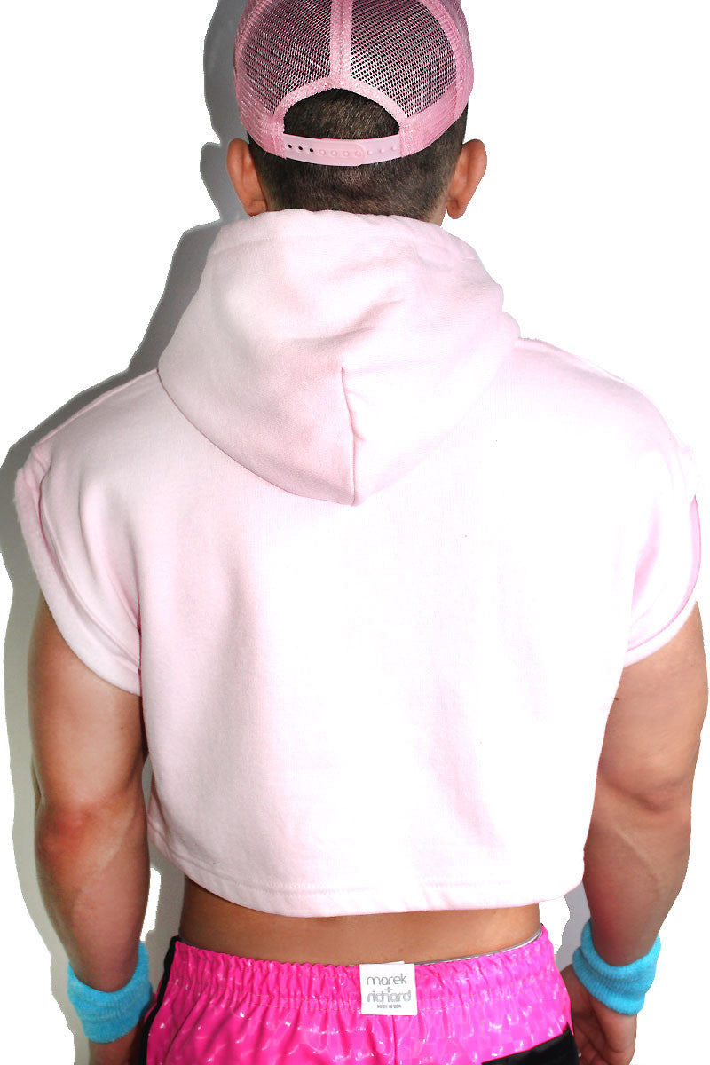 Ice Cream Cone Patch Sleeveless Hoodie-Pink