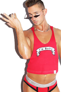 I'm Baby Crop String Tank- Red