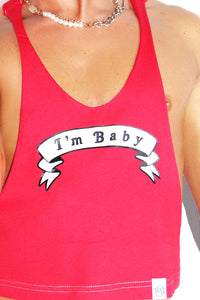 I'm Baby Crop String Tank- Red