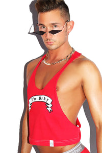 I'm Baby Crop String Tank- Red