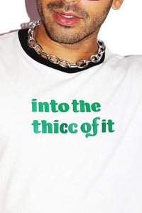 Into the Thicc Sleeveless Ringer Tee-White