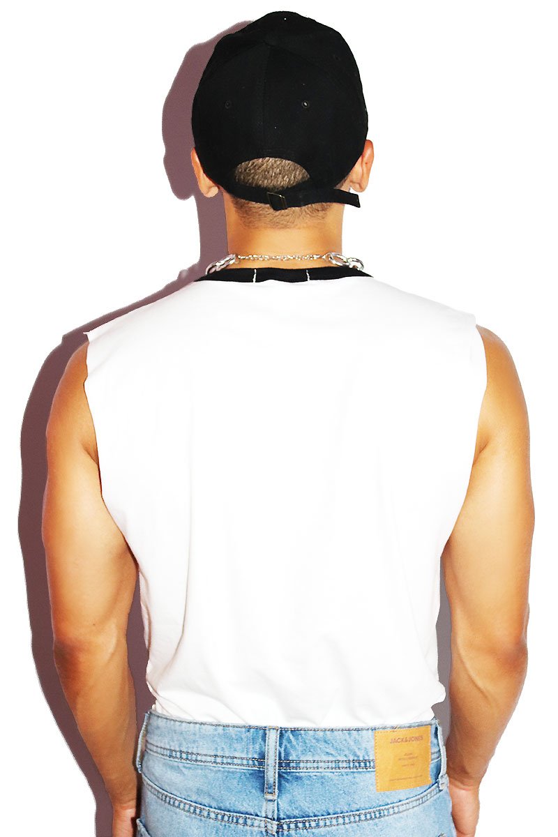 Into the Thicc Sleeveless Ringer Tee-White
