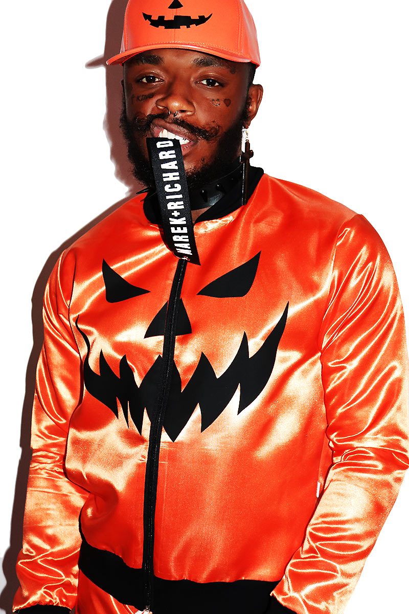 Pumpkin Satin Bomber Jacket- Orange