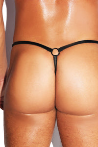 Cheetah Crystal Elastic Dip Thong-Black