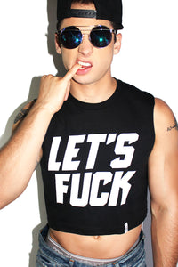 Let's Fuck Crop Tank- Black
