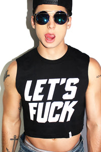 Let's Fuck Crop Tank- Black