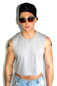 Core Crop Tank-Grey