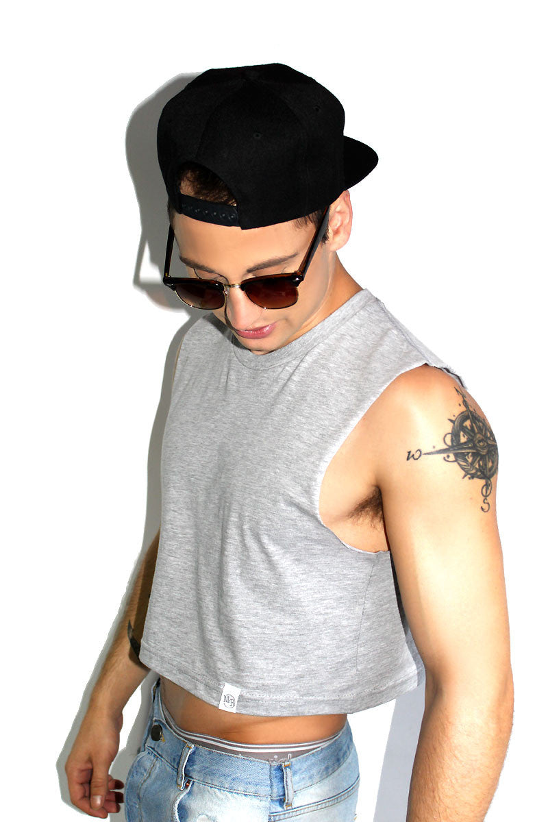 Core Crop Tank-Grey