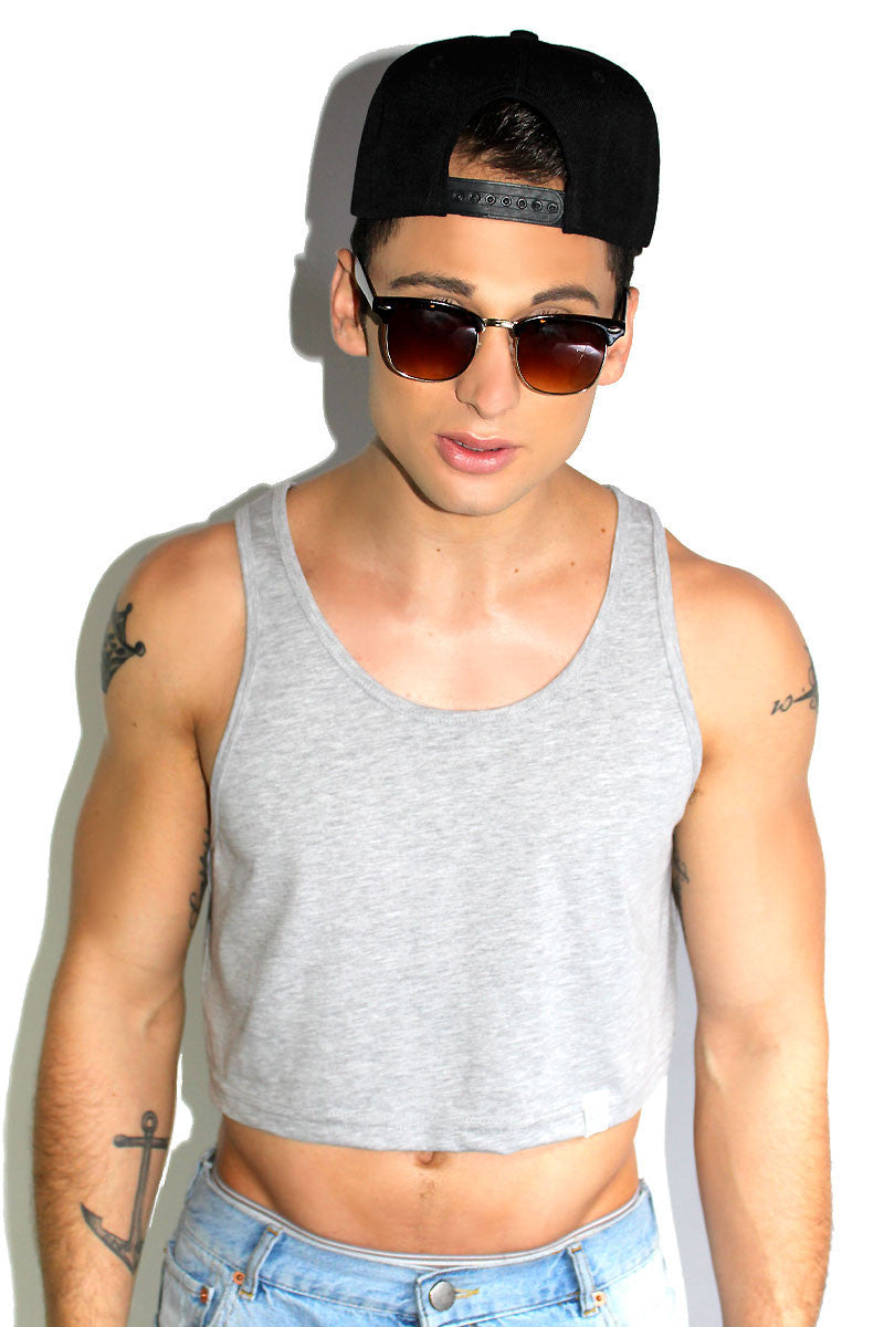 Core Crop Racerback Tank- Grey