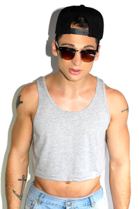 Core Crop Racerback Tank- Grey