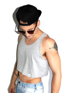 Core Crop Racerback Tank- Grey
