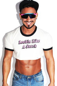 Like a Snack Ringer Extreme Crop Tee-Cream