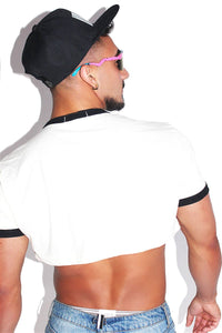 Like a Snack Ringer Extreme Crop Tee-Cream