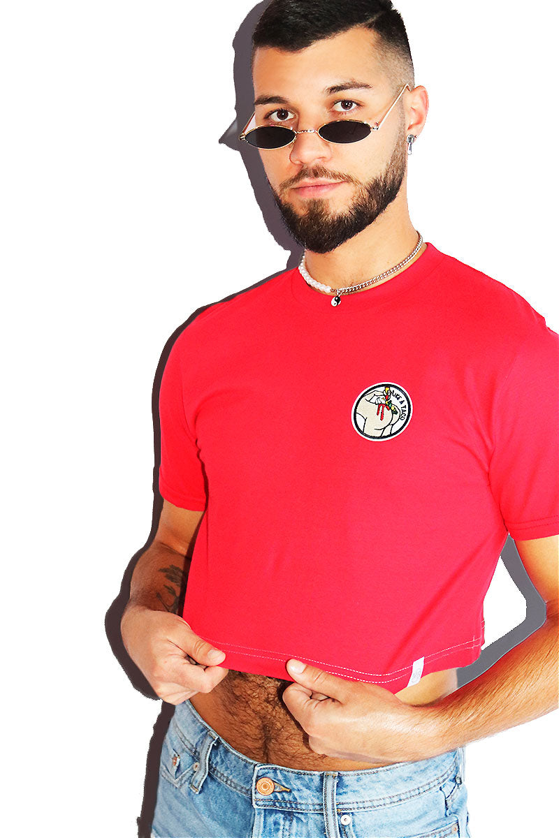 Eat It Like A Taco Crop Tee-Red