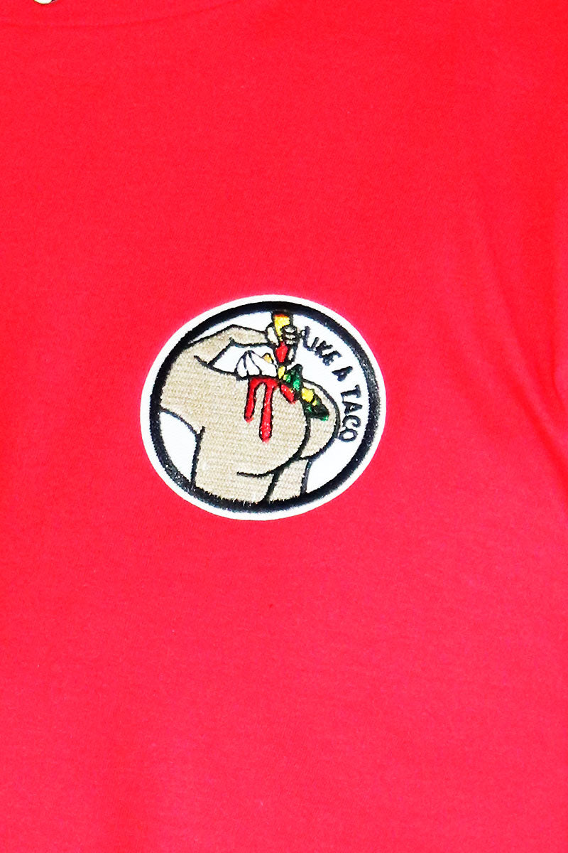 Eat It Like A Taco Crop Tee-Red