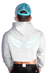 Daddy's Lil Angel Crop Hoodie-Grey