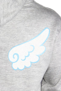 Daddy's Lil Angel Crop Hoodie-Grey