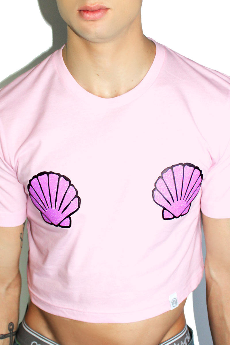 Lil Merman Crop Tee- Pink