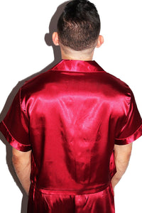 Lil Spoon Pajama Satin Crop Shirt- Burgundy