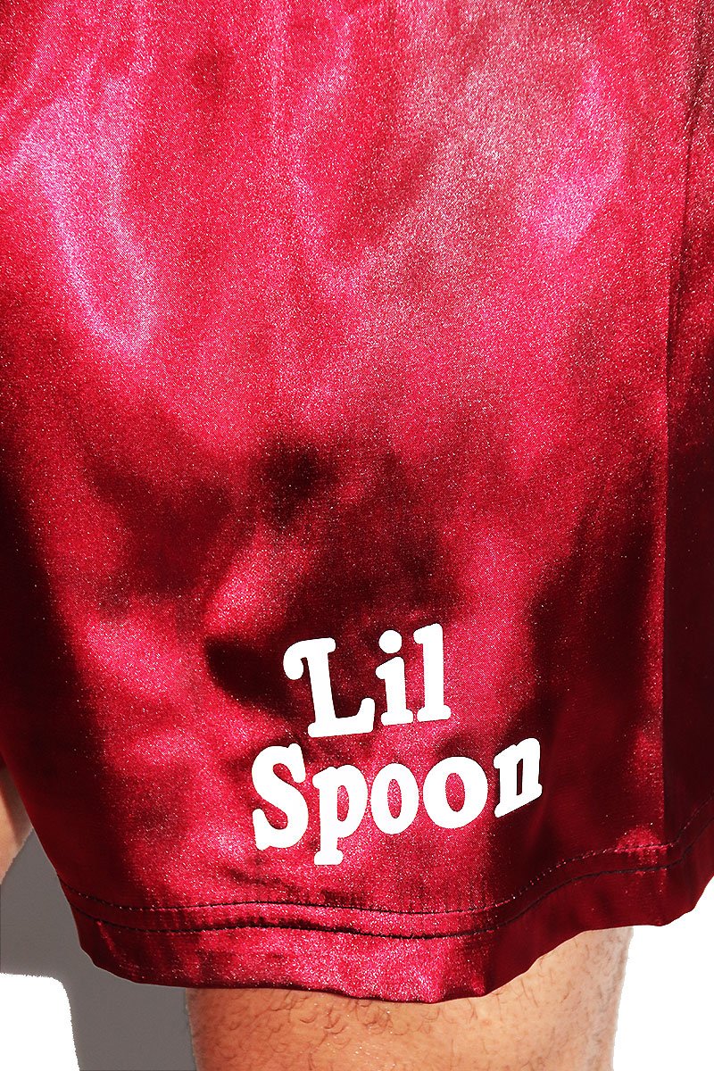 Lil Spoon Satin Lounge Shorts-Burgundy