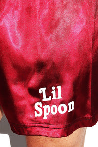 Lil Spoon Satin Lounge Shorts-Burgundy