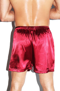 Lil Spoon Satin Lounge Shorts-Burgundy