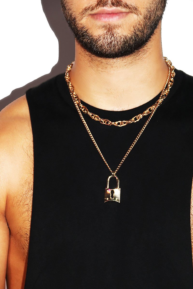 High School Locker Lock Necklace- Gold