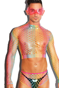 Rainbow Sleeve Shape Shifter Fishnet Mesh Set - Multi