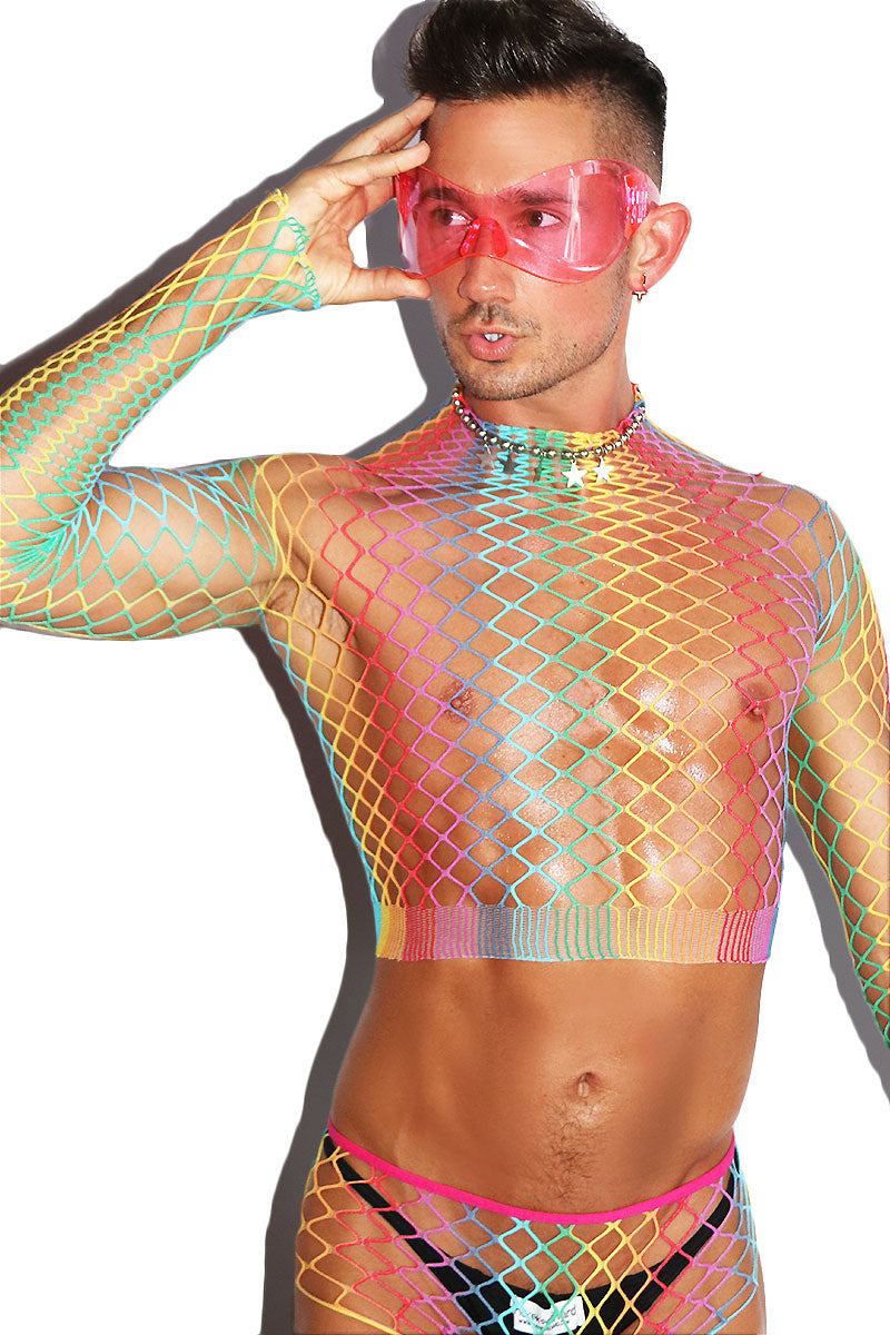 Rainbow Sleeve Shape Shifter Fishnet Mesh Set - Multi