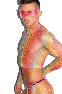 Rainbow Sleeve Shape Shifter Fishnet Mesh Set - Multi