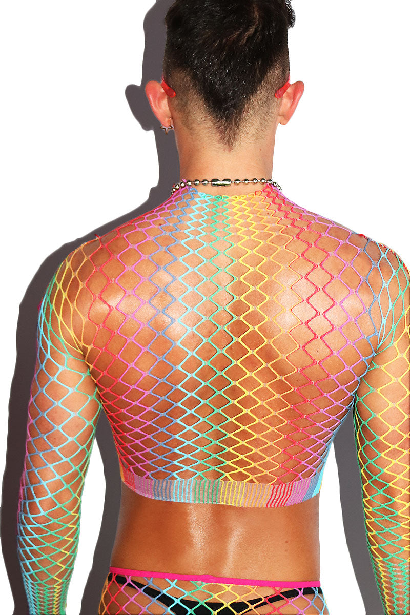 Rainbow Sleeve Shape Shifter Fishnet Mesh Set - Multi