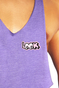 Look Patch String Tank- Purple Heather