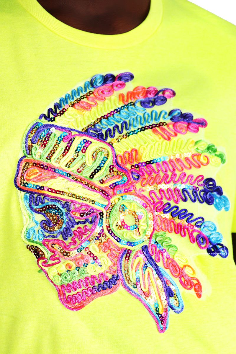 Los Muertos Crop Tee-Neon Yellow