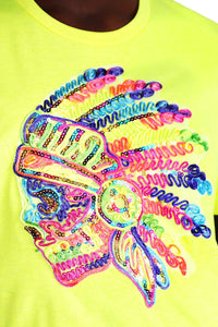 Los Muertos Crop Tee-Neon Yellow