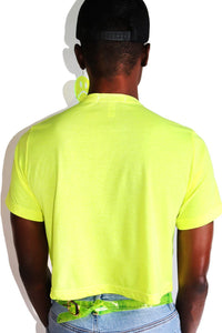 Los Muertos Crop Tee-Neon Yellow