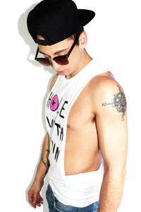 Hole Lotta Lovin Low Armhole Tank- White