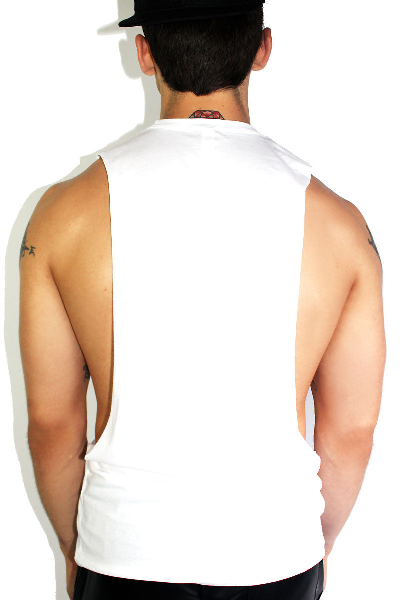 Hole Lotta Lovin Low Armhole Tank- White