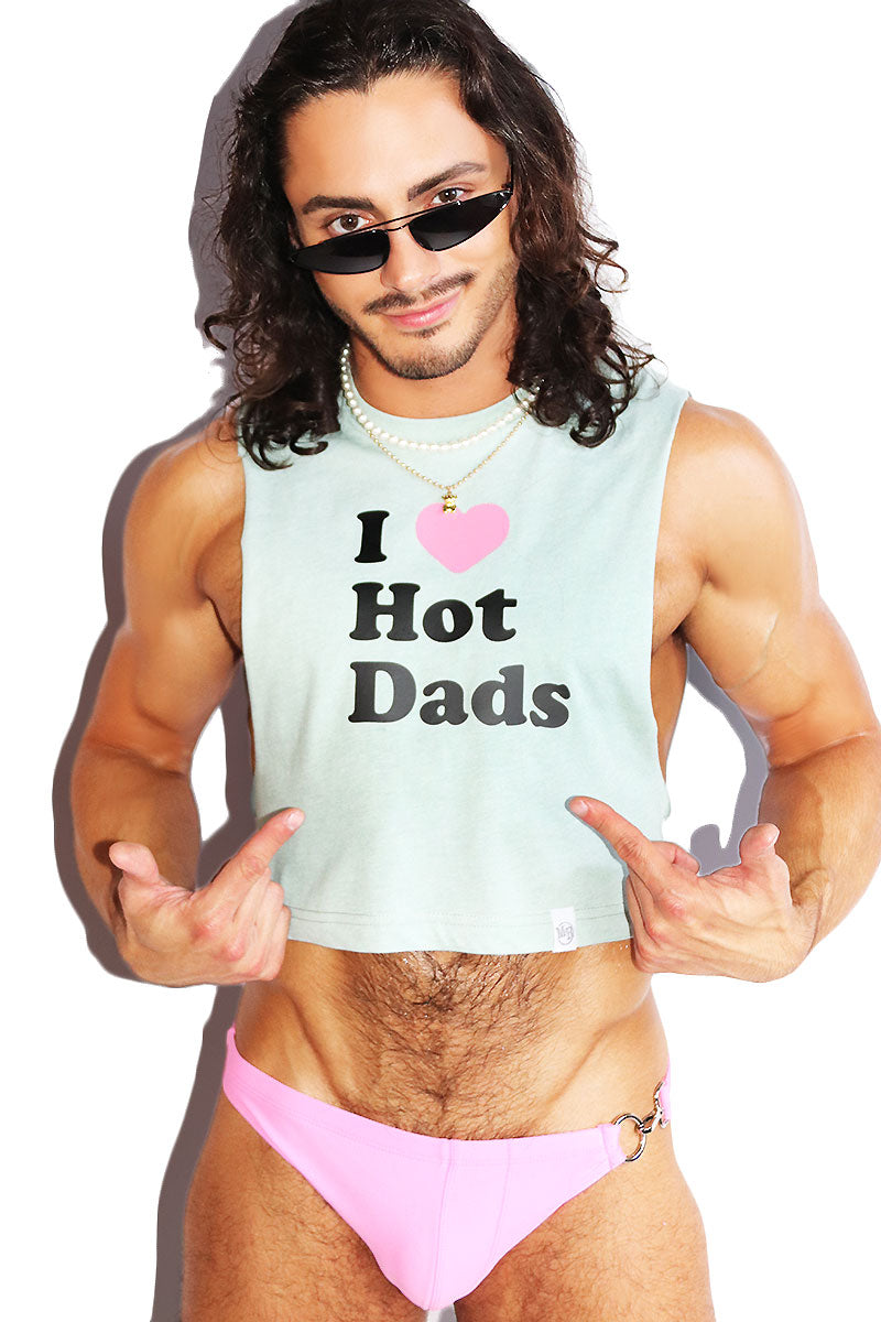 Hot Dads Crop Low Armhole Tank- Sage